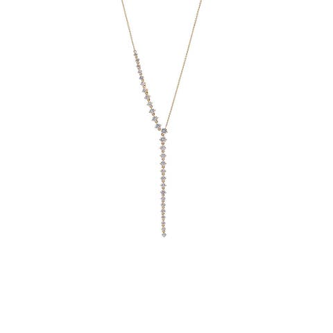 Lab Grown Diamond Sideway Tennis Lariat 14K