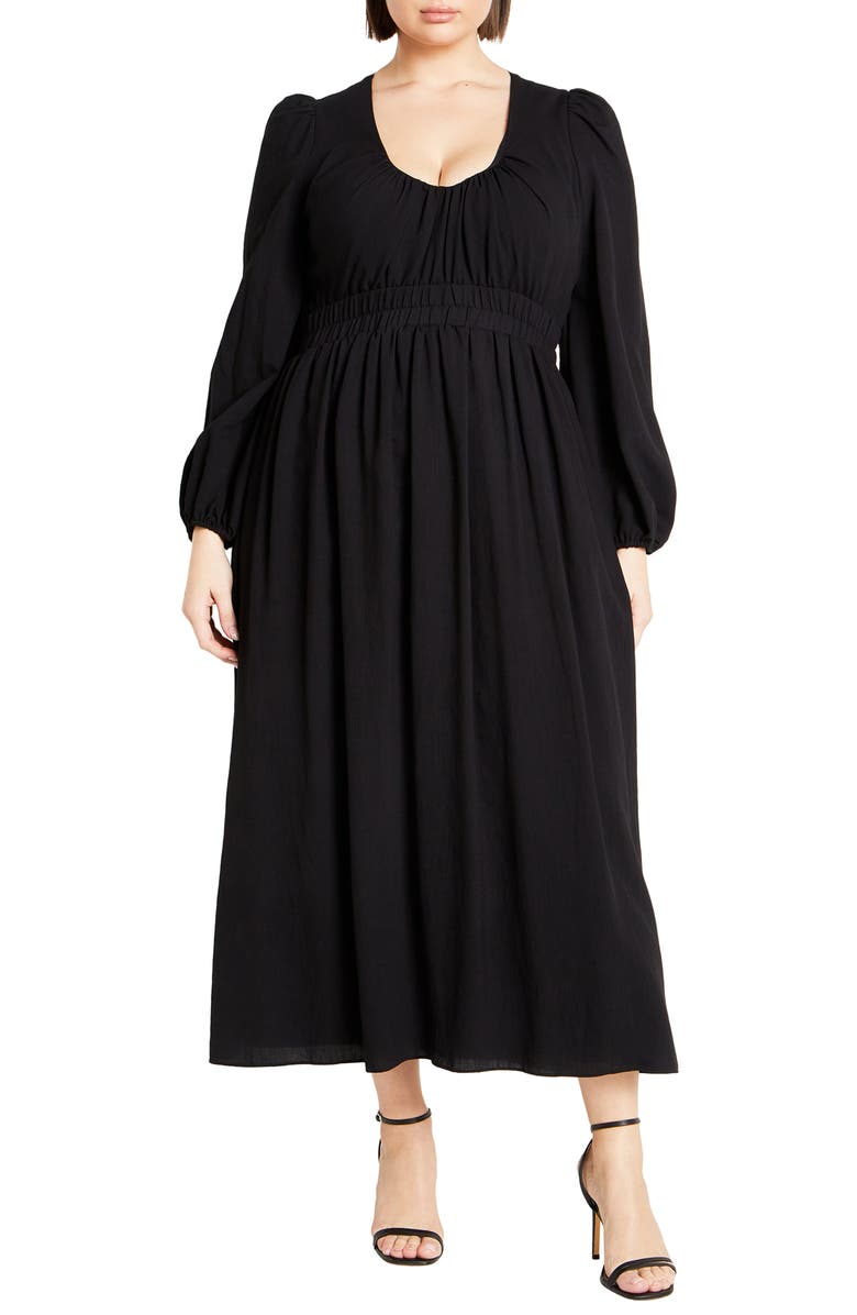 City Chic Keyla Long Sleeve Maxi Dress, Main, color, 