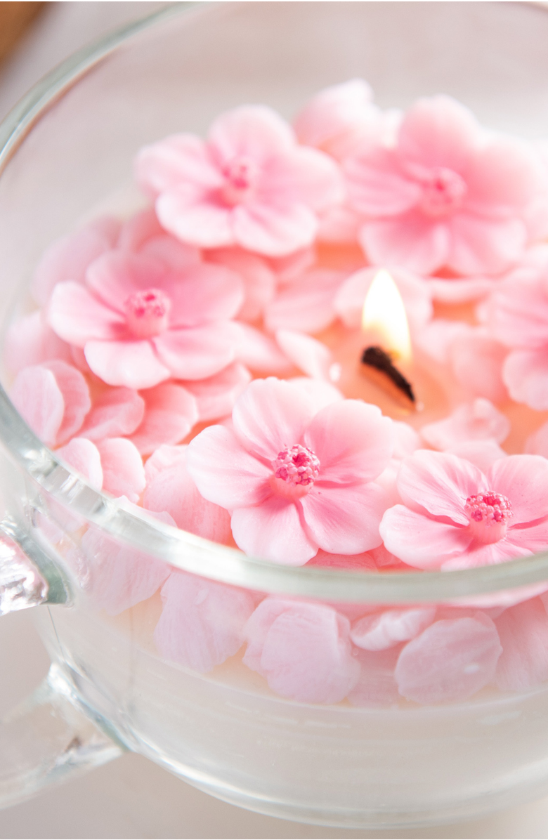 Southlake gifts Cherry Blossom Candle Cup, Alternate, color, Sakura Light Pink