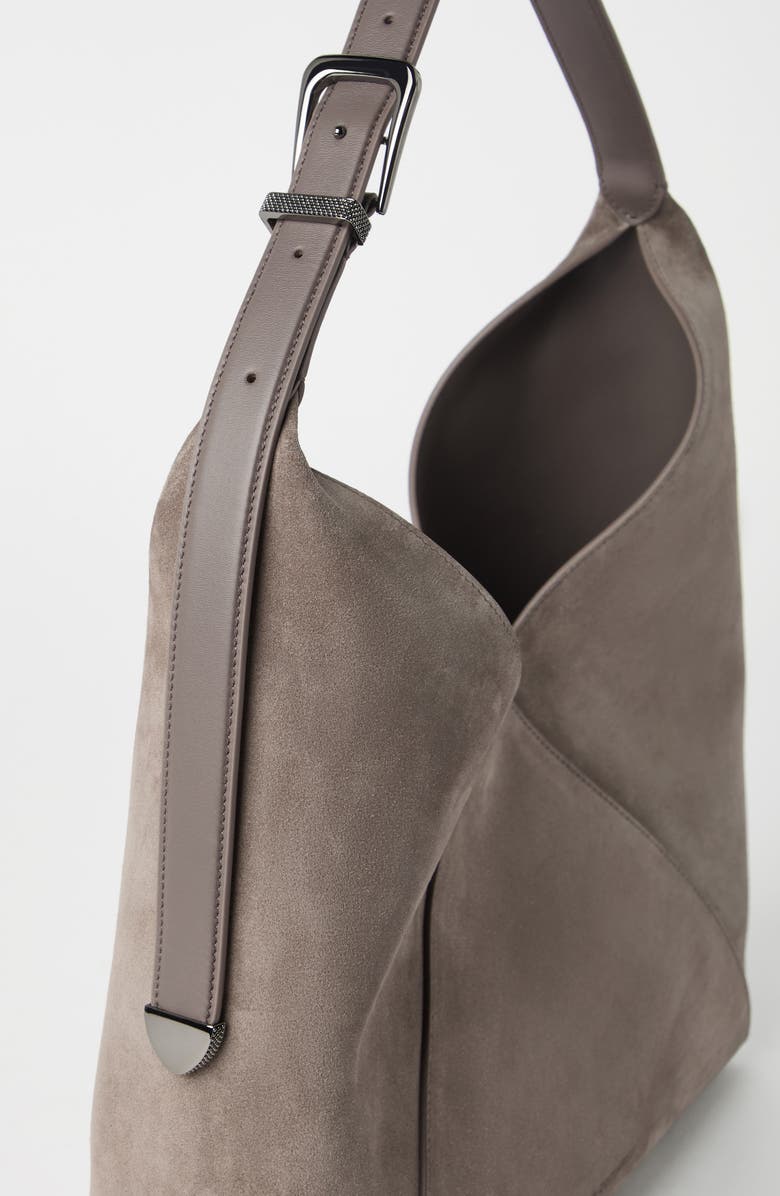 Brunello Cucinelli Suede calfskin BC Duo Hobo bag, Alternate, color,