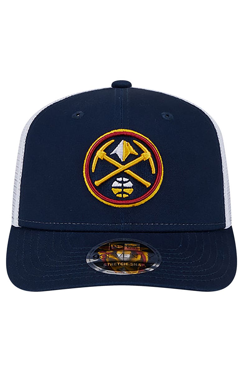 New Era Men's New Era Navy/White Denver Nuggets Trucker 9SEVENTY COOLERA Stretch-Snap Hat, Alternate, color, Navy