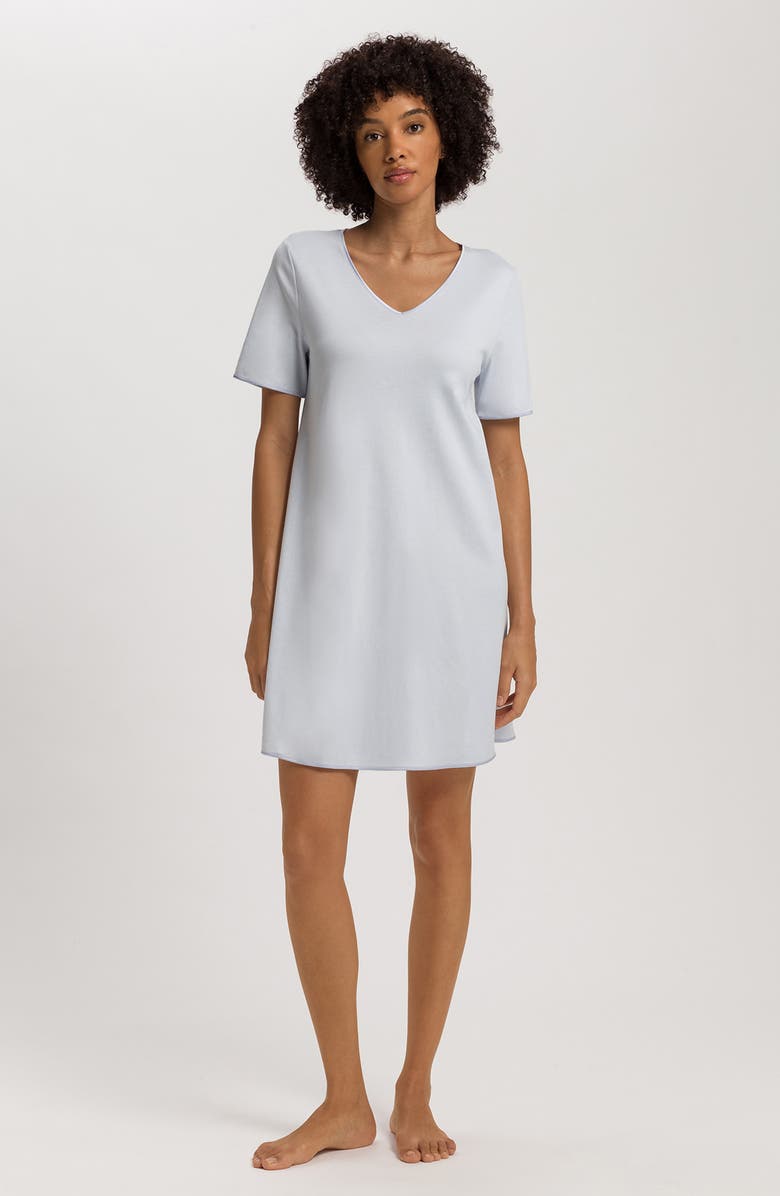 Hanro Cotton Jersey Nightshirt, Alternate, color, Powder Blue