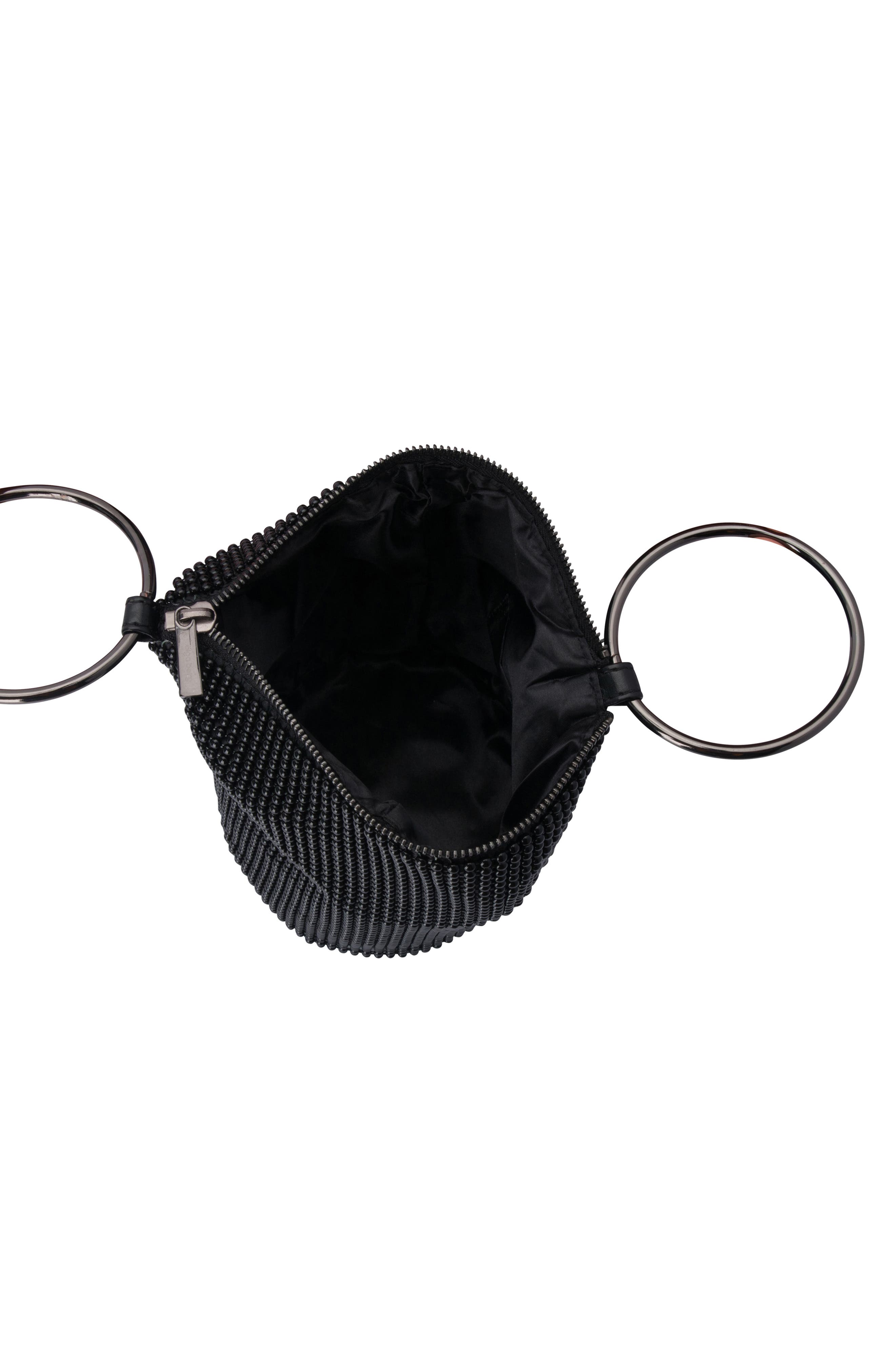 Olga Berg Bianca Mesh Bucket Bag, Alternate, color, Black