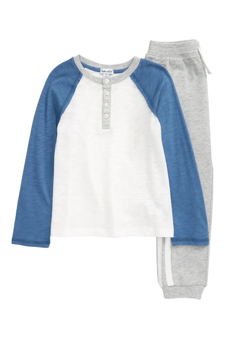 Raglan Henley Shirt & Pants Set, Main, color, TWILIGHT