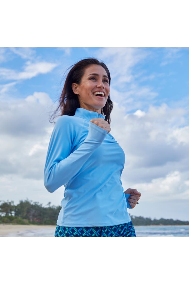 Long Sleeve Quarter Zip Sun & Swim Shirt, Alternate, color, Clear Sky