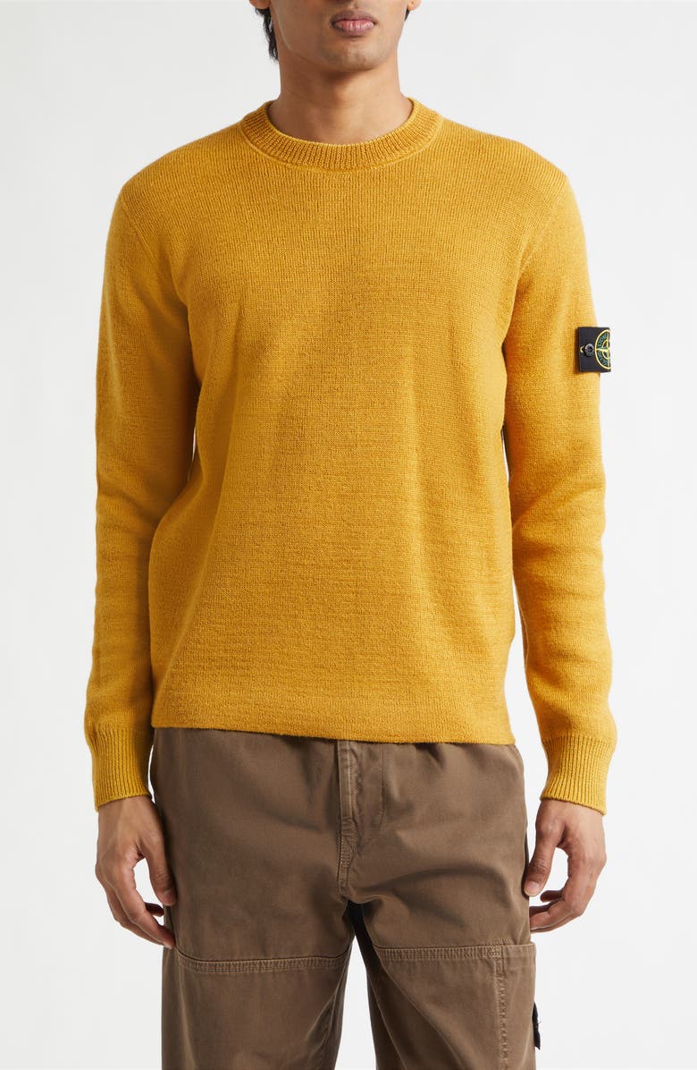 Stone Island Compass Logo Wool Blend Sweater, Main, color, Mustard
