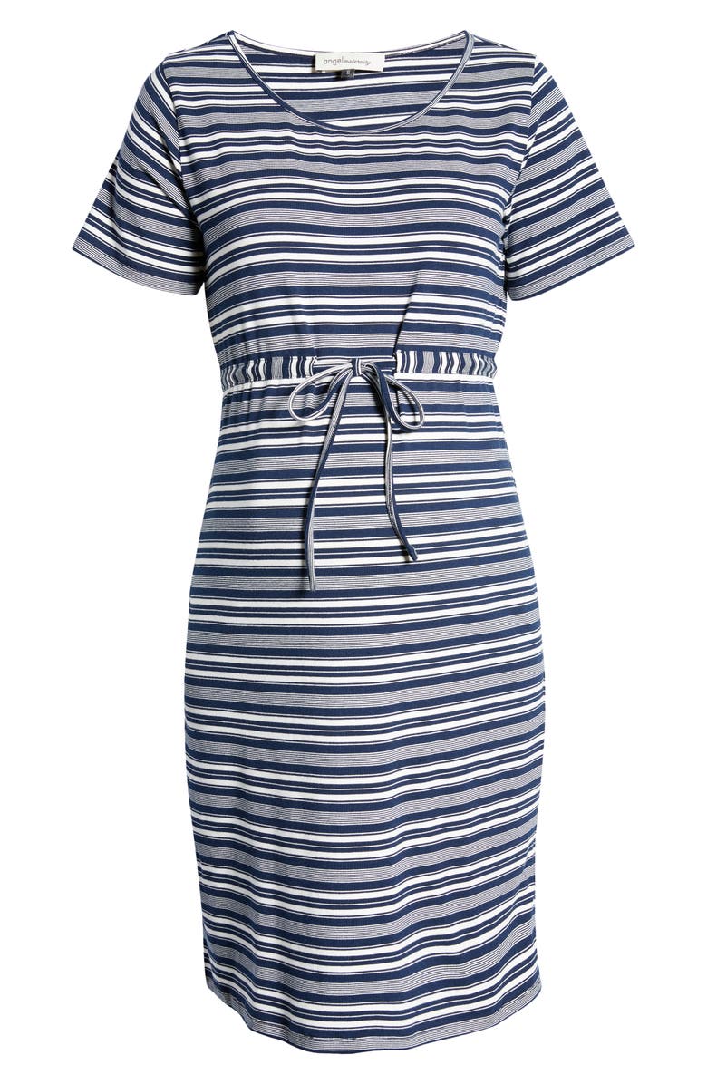 Angel Maternity Stripe Drawstring Maternity Dress, Alternate, color, 