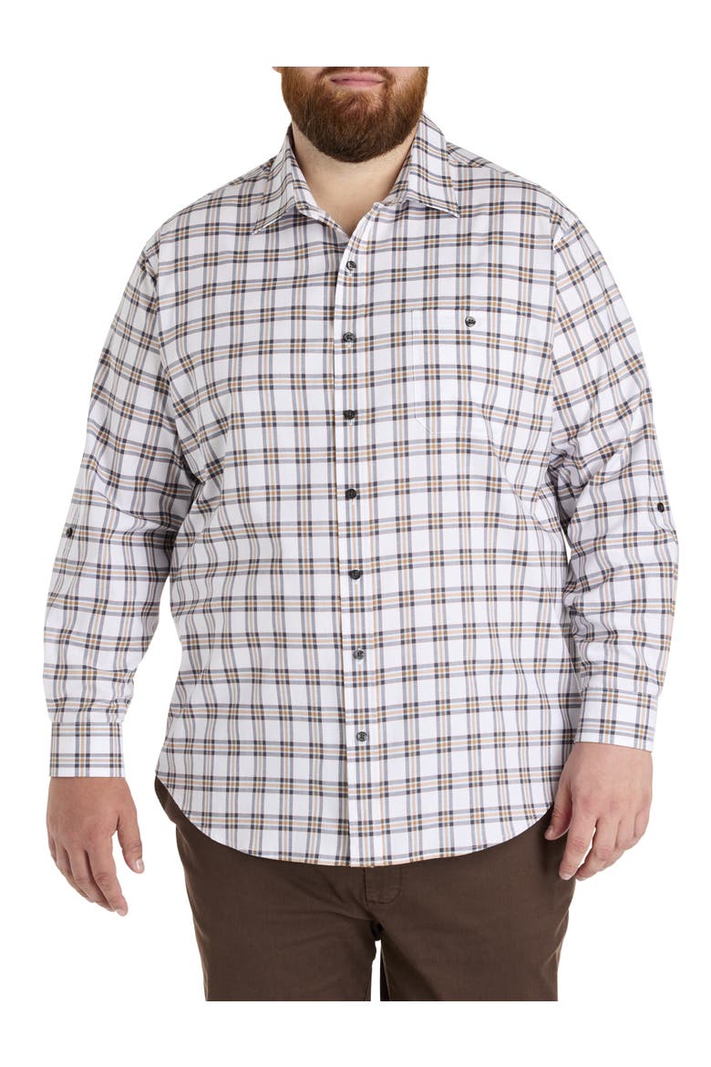 Big & Tall Plaid Rolled-Sleeve Sport Shirt, Alternate, color, MULTI
