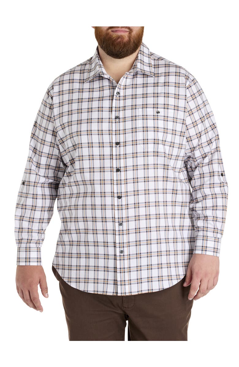 True Nation by DXL Big & Tall Plaid Rolled-Sleeve Sport Shirt, Alternate, color, Multi