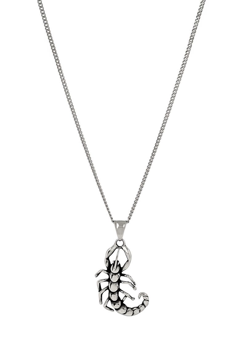 Men's Scorpion Pendant Necklace, Alternate, color, SILVER