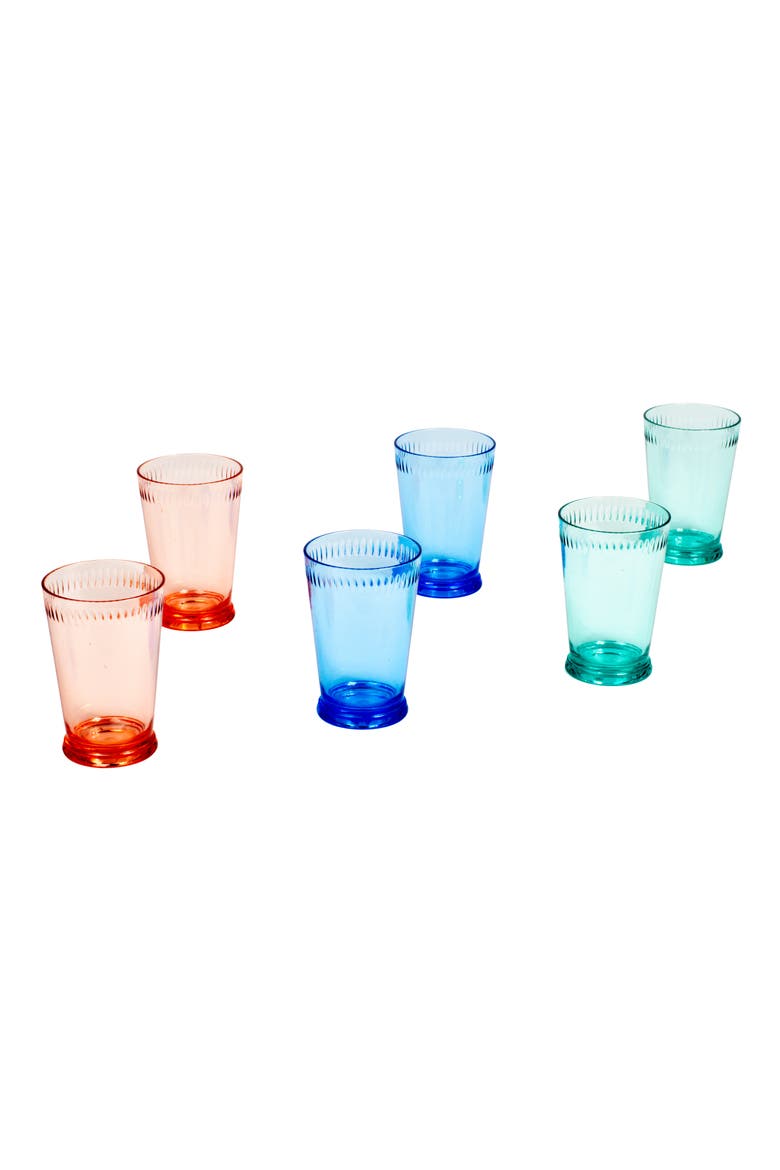 Tritan Scallop Set of 6 Tumblers, Main, color, BLUE MULTI