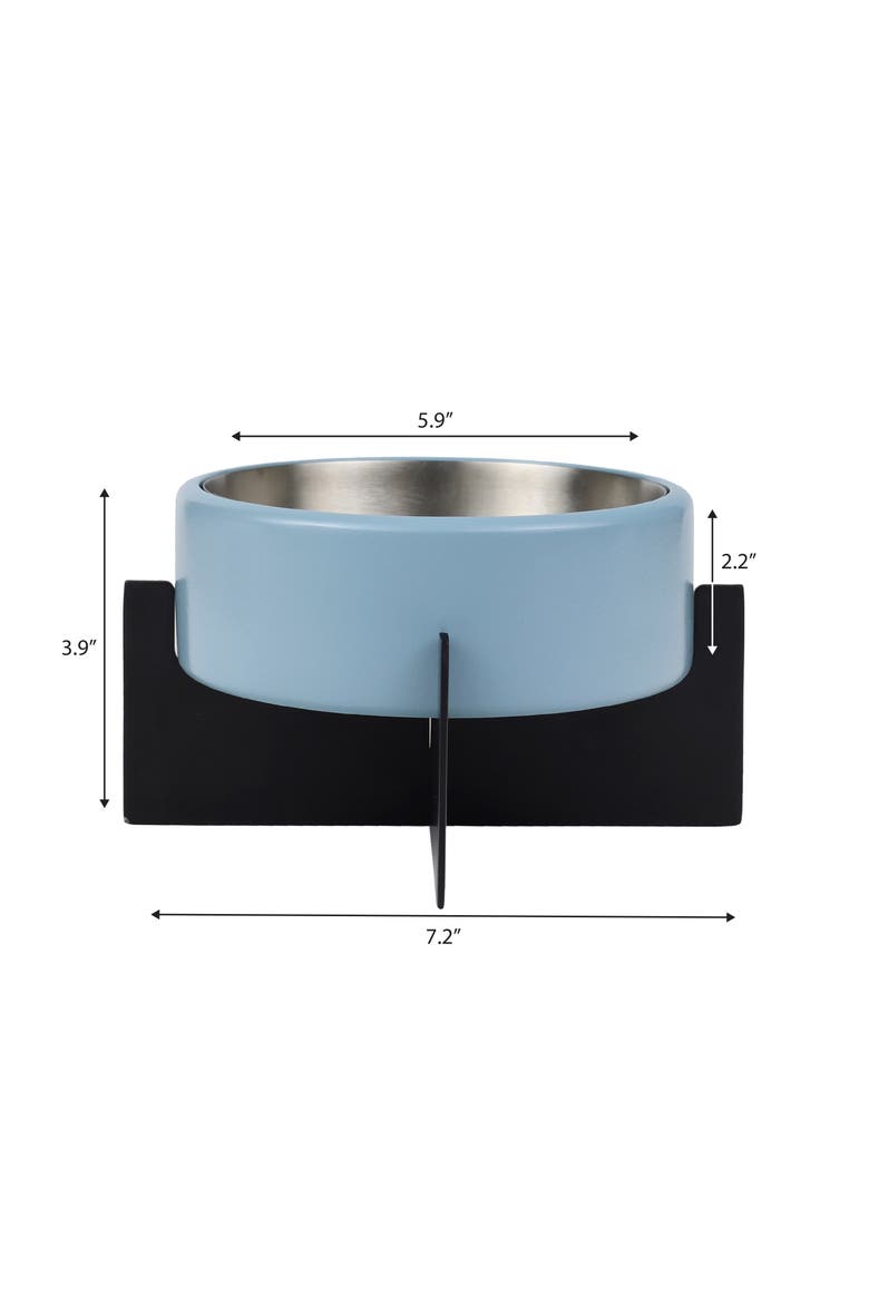 Intersecta Concrete and Stainless Steel Bowl with Metal Stand Pet Feeder, Alternate, color, Blue/Black