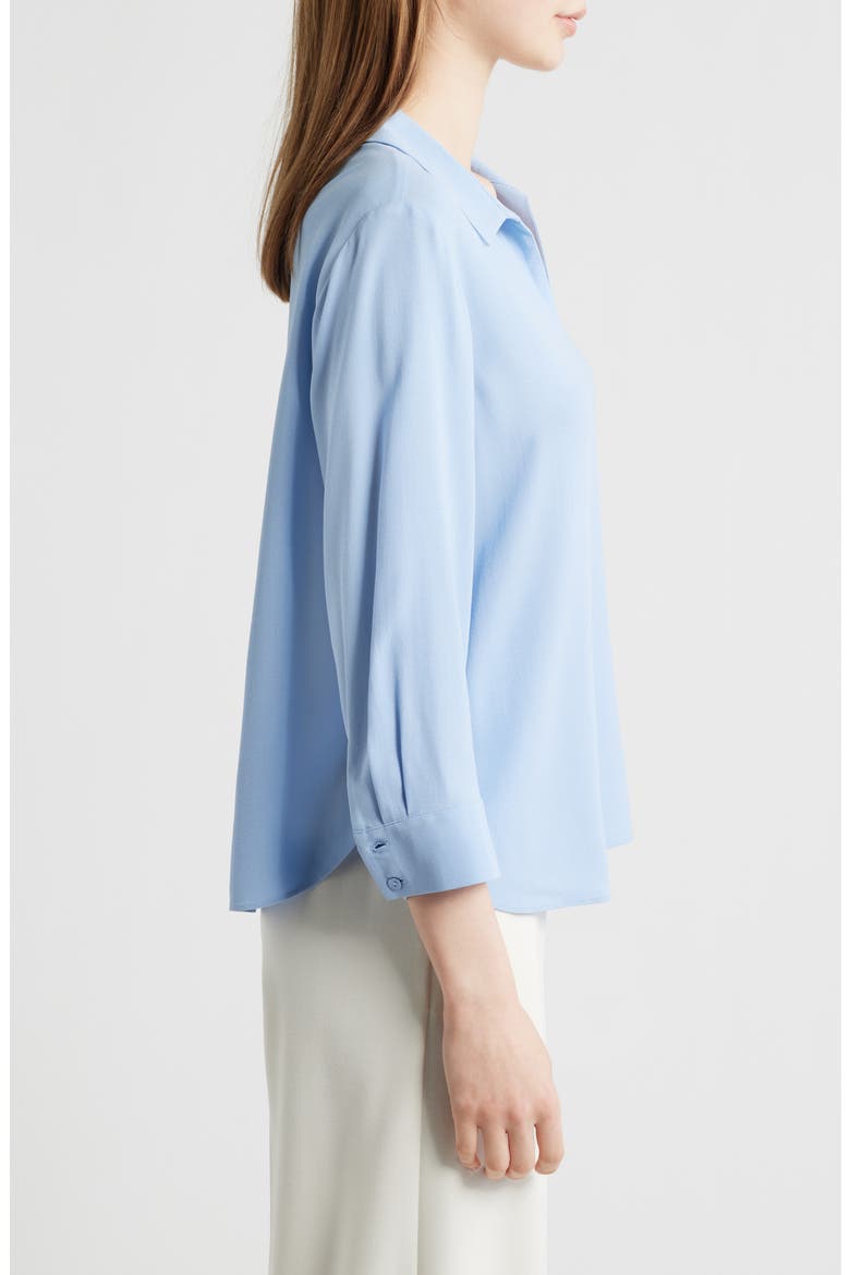 Split Neck Silk Georgette Top, Alternate, color, SKYLIGHT