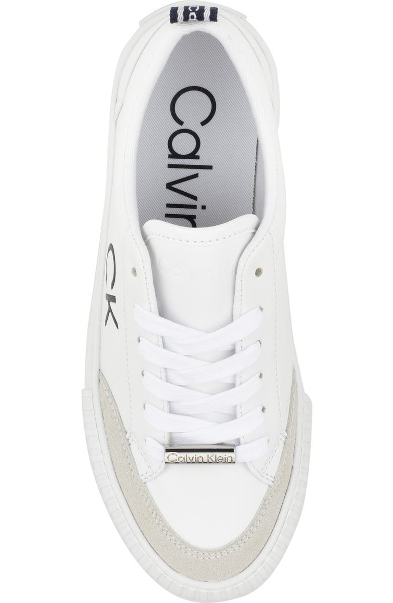 Calvin Klein Clariss Lace Up Logo Sneaker, Alternate, color, White/Peacoat