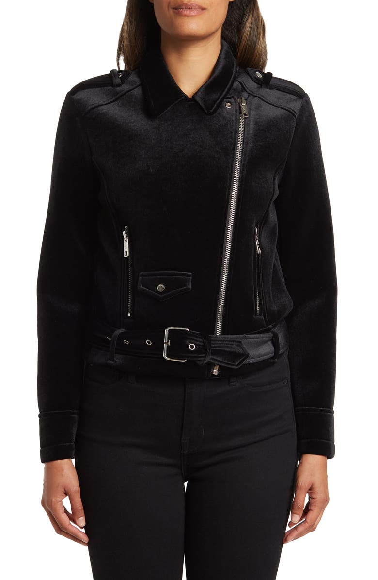 Andrew Marc Velvet Moto Style Jacket, Alternate, color,