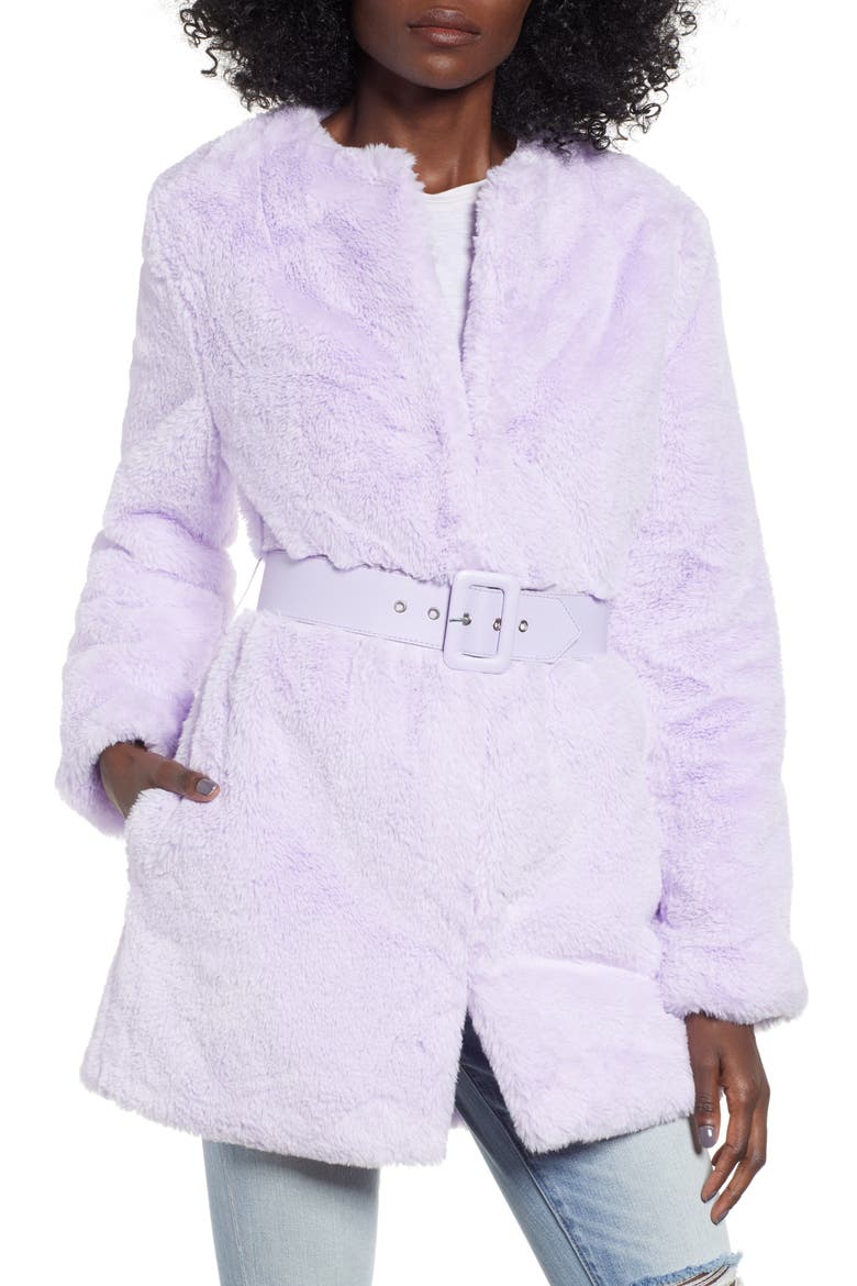 Everette Faux Fur Coat, Alternate, color, LILAC