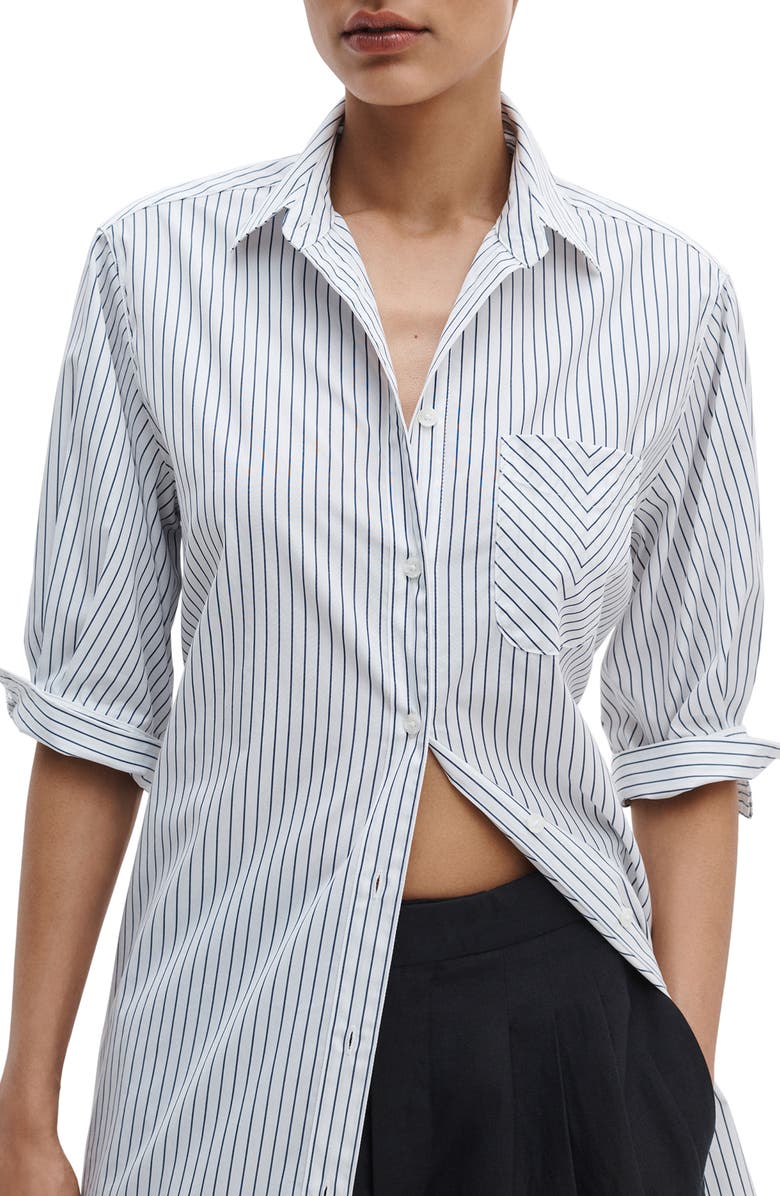 rag & bone Lucia Stripe Mini Shirtdress, Alternate, color, Navy Stripe