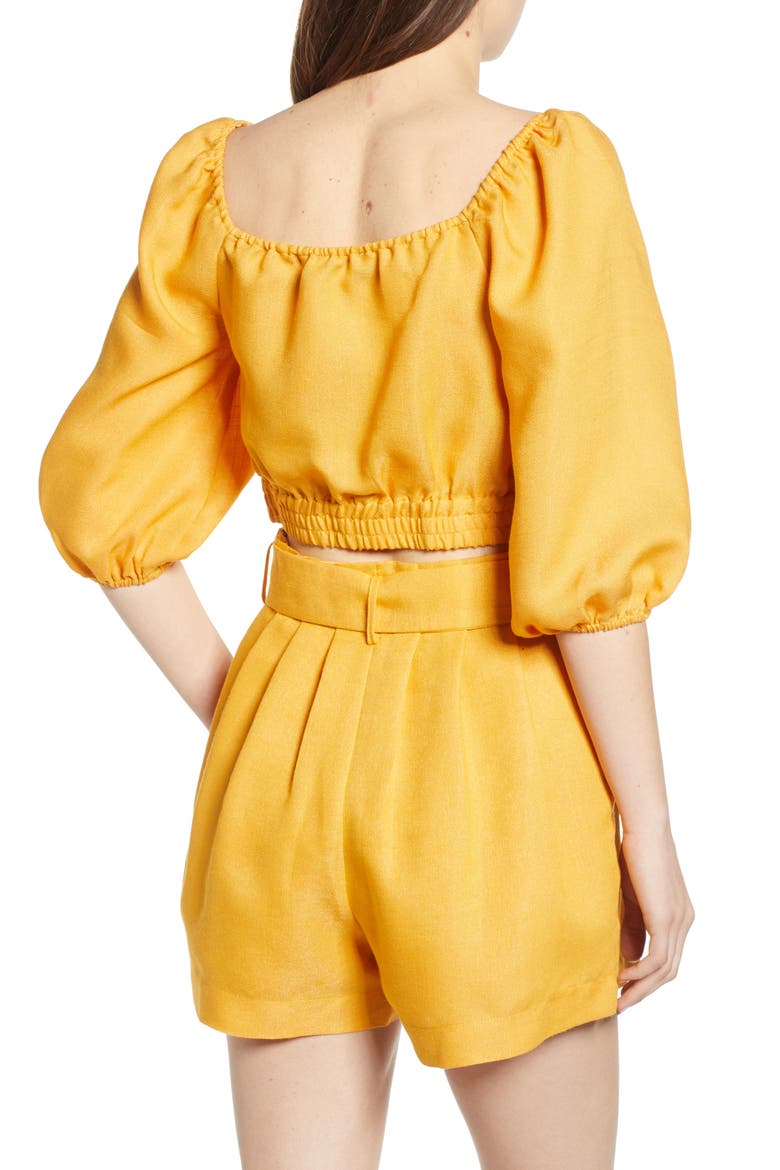 Tie Front Crop Top, Alternate, color, TANGERINE