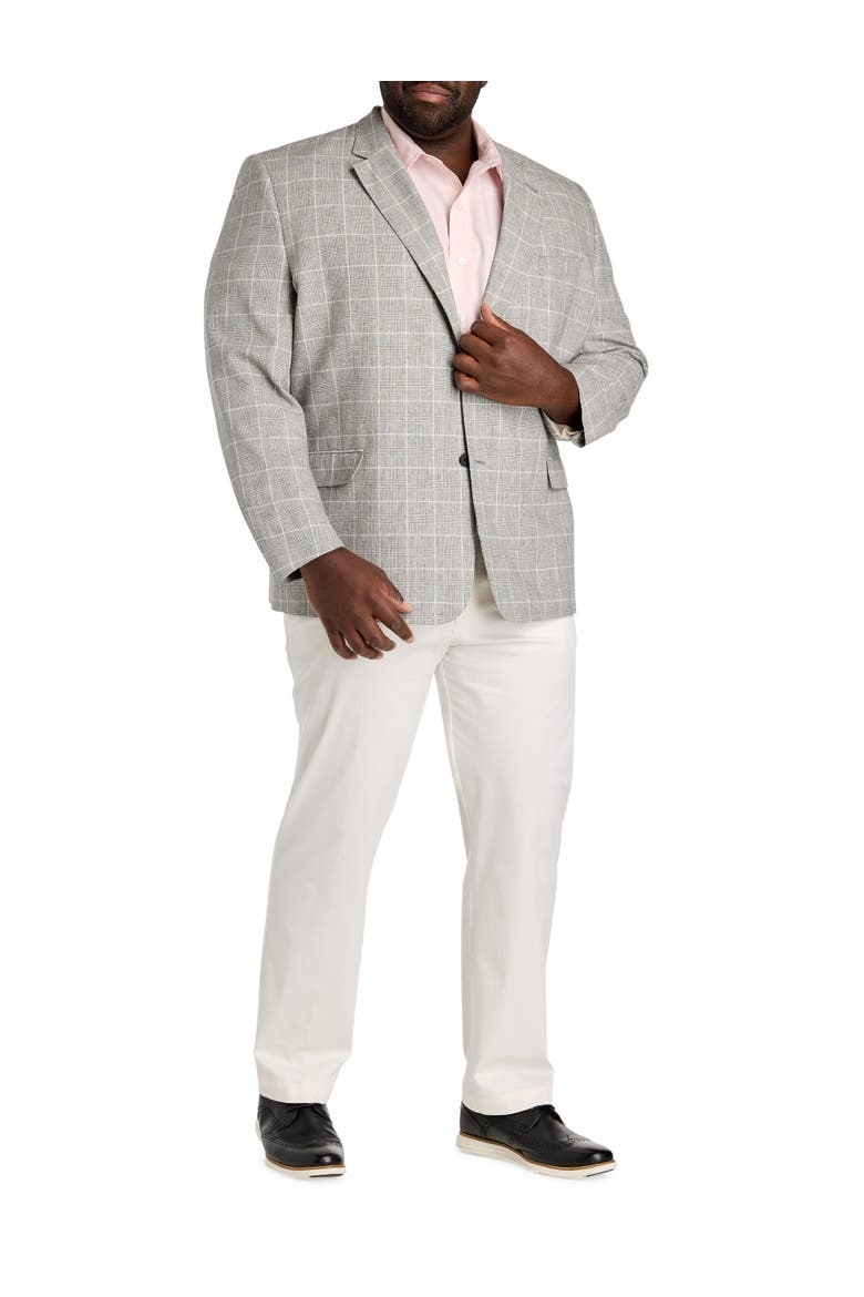 Big & Tall Plaid Linen-Blend Suit Jacket, Alternate, color, CHARCOAL