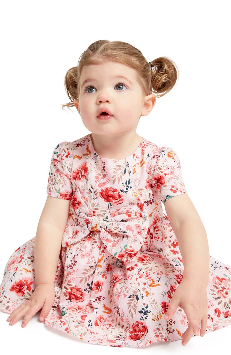 Bardot Junior Kids' Alice Floral Bow Front Party Dress, Alternate, color, Blush Floral