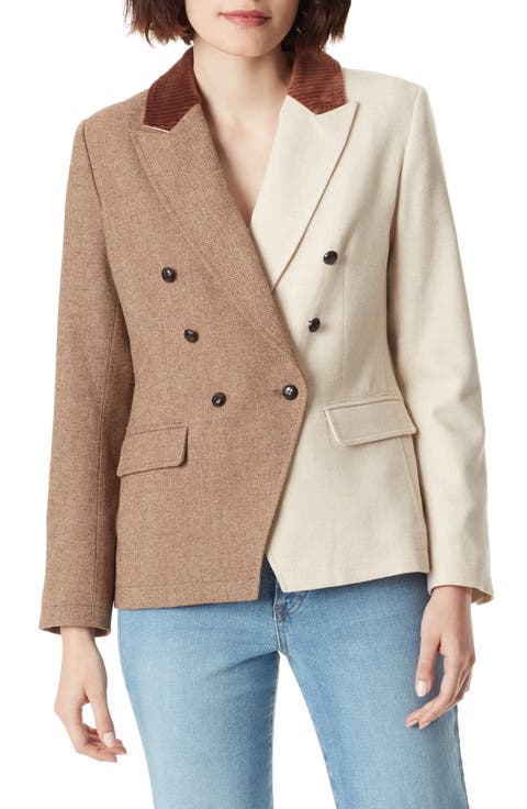 Imogen Colorblock Herringbone Double Breasted Blazer