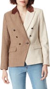 Sam Edelman Imogen Colorblock Herringbone Double Breasted Blazer