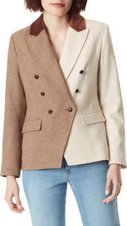 Sam Edelman Imogen Colorblock Herringbone Double Breasted Blazer