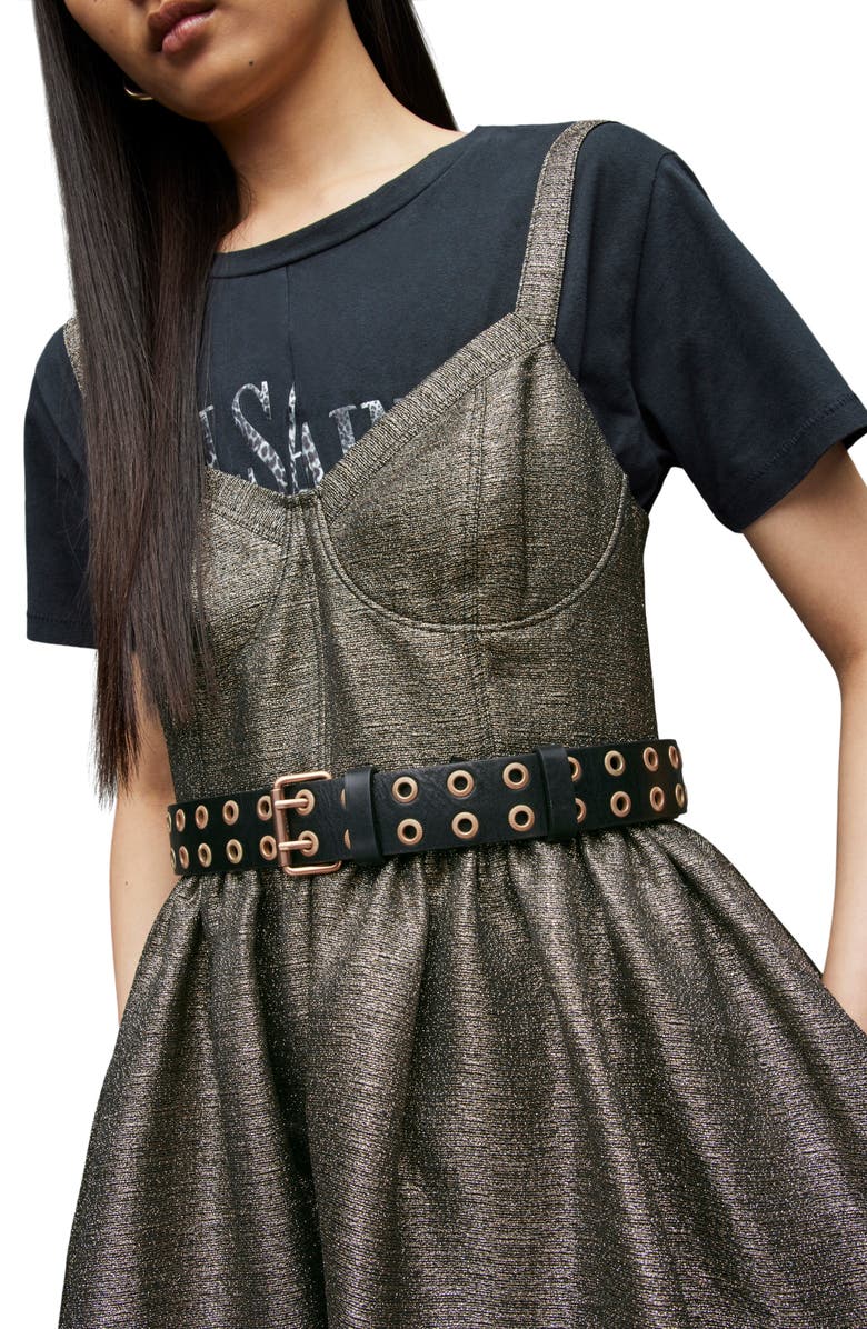 AllSaints Aimsie Metallic Minidress, Alternate, color, 