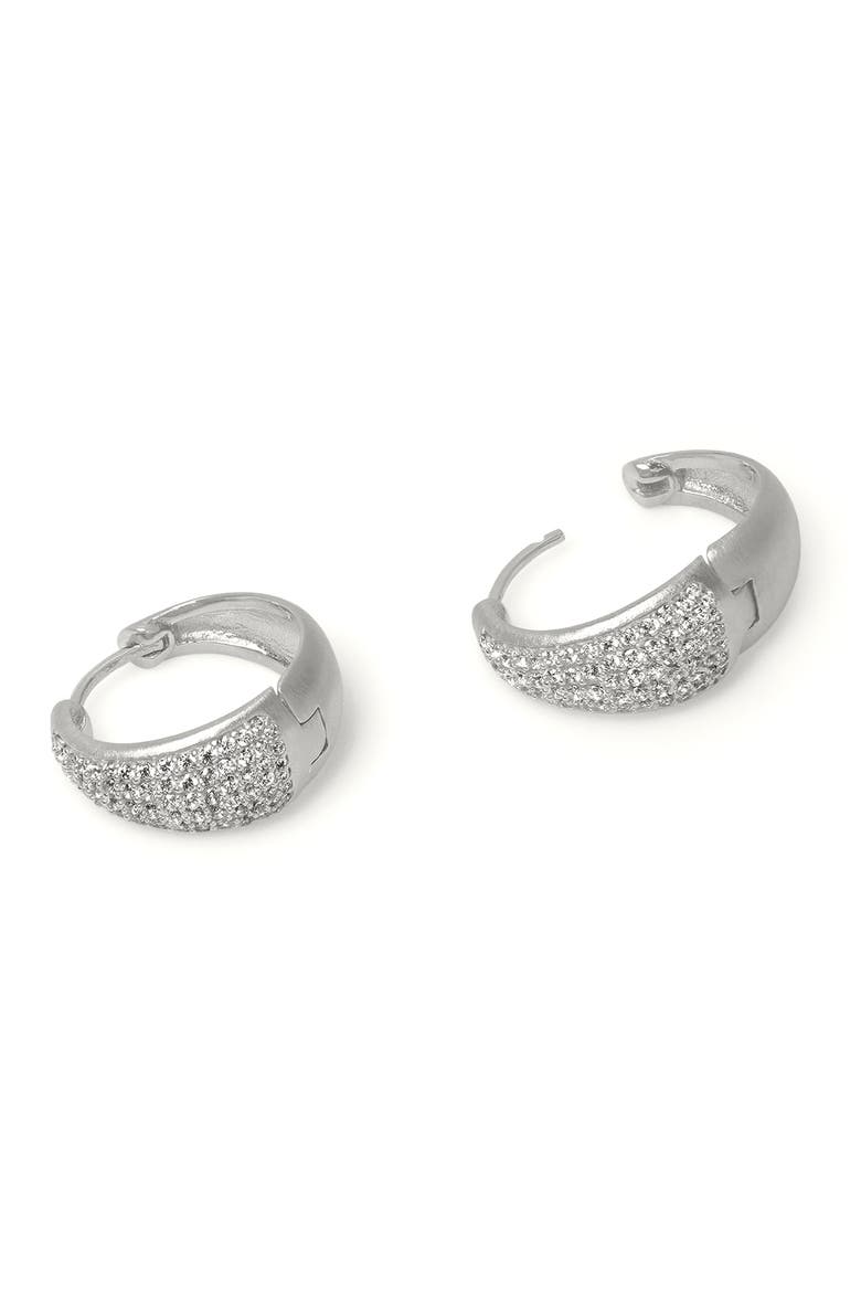 Margaux Pavé Hoop Earrings, Alternate, color, WHITE TOPAZ/ SILVER