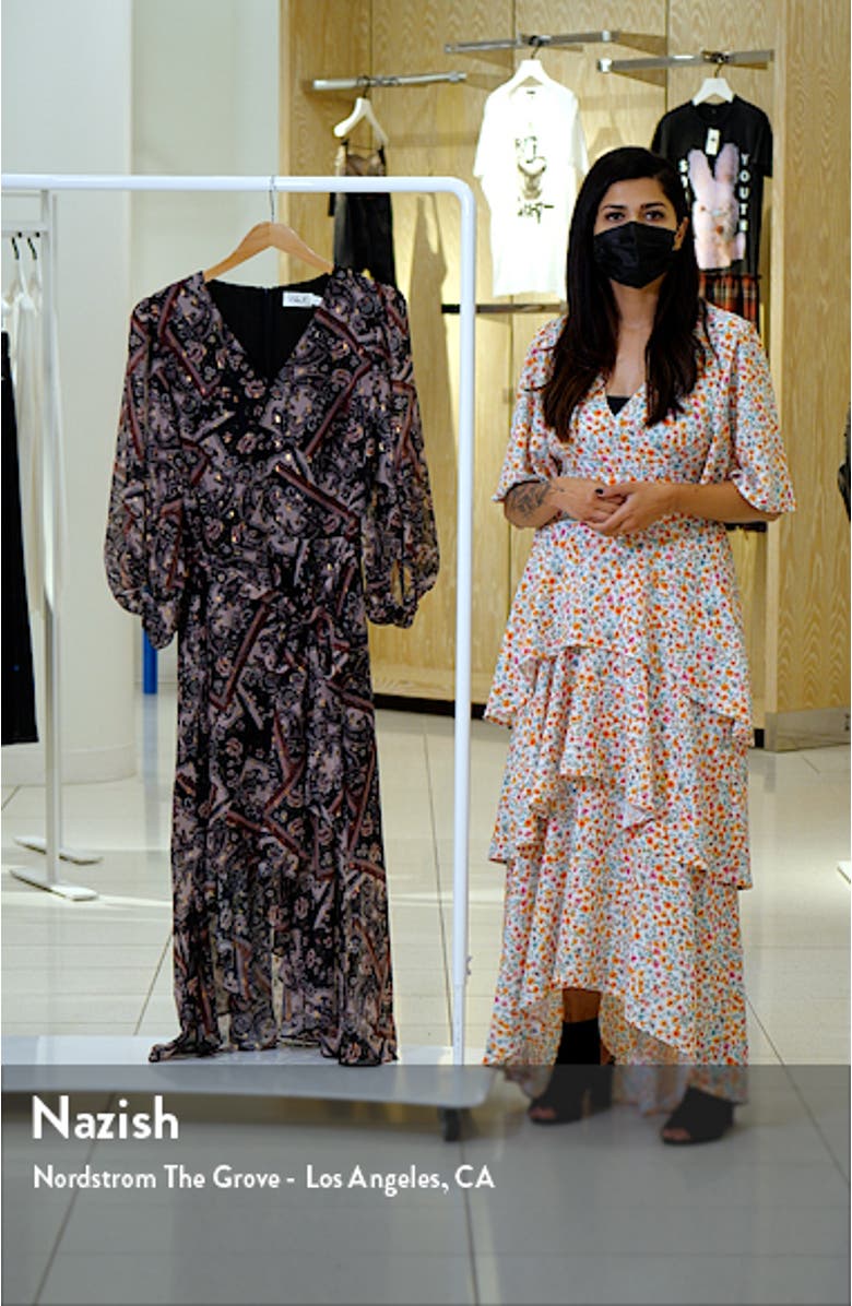 Paisley Metallic Dot Chiffon High-Low Dress, sales video thumbnail