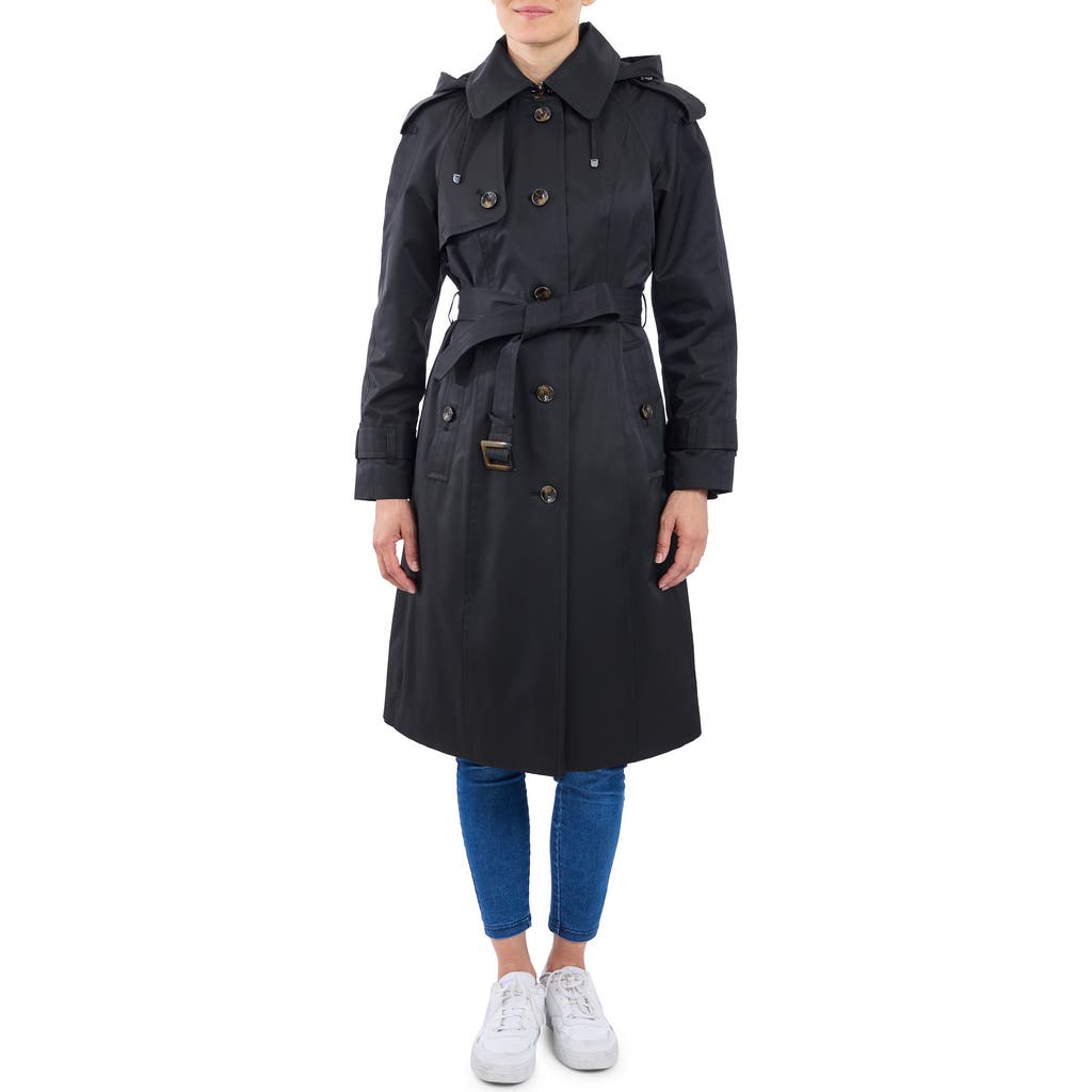 London Fog Cotton Blend Trench In Black