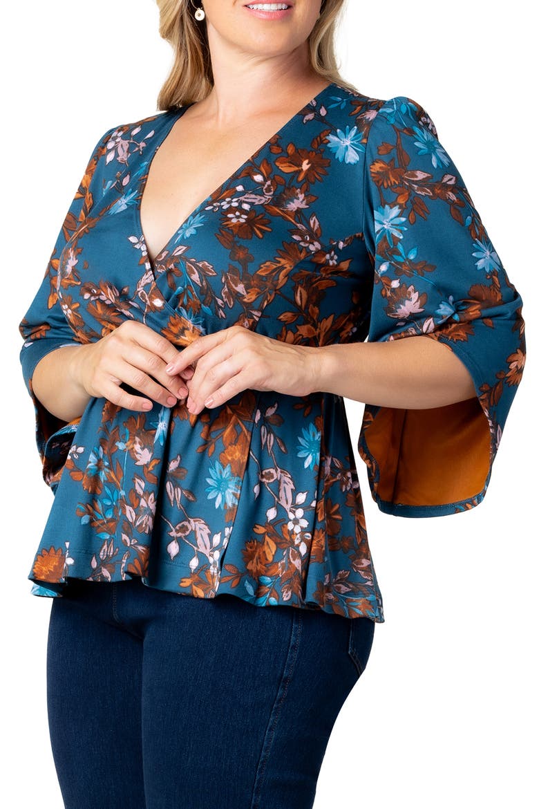 Priscilla Peplum Top, Alternate, color, TEAL BLUE ASTERS