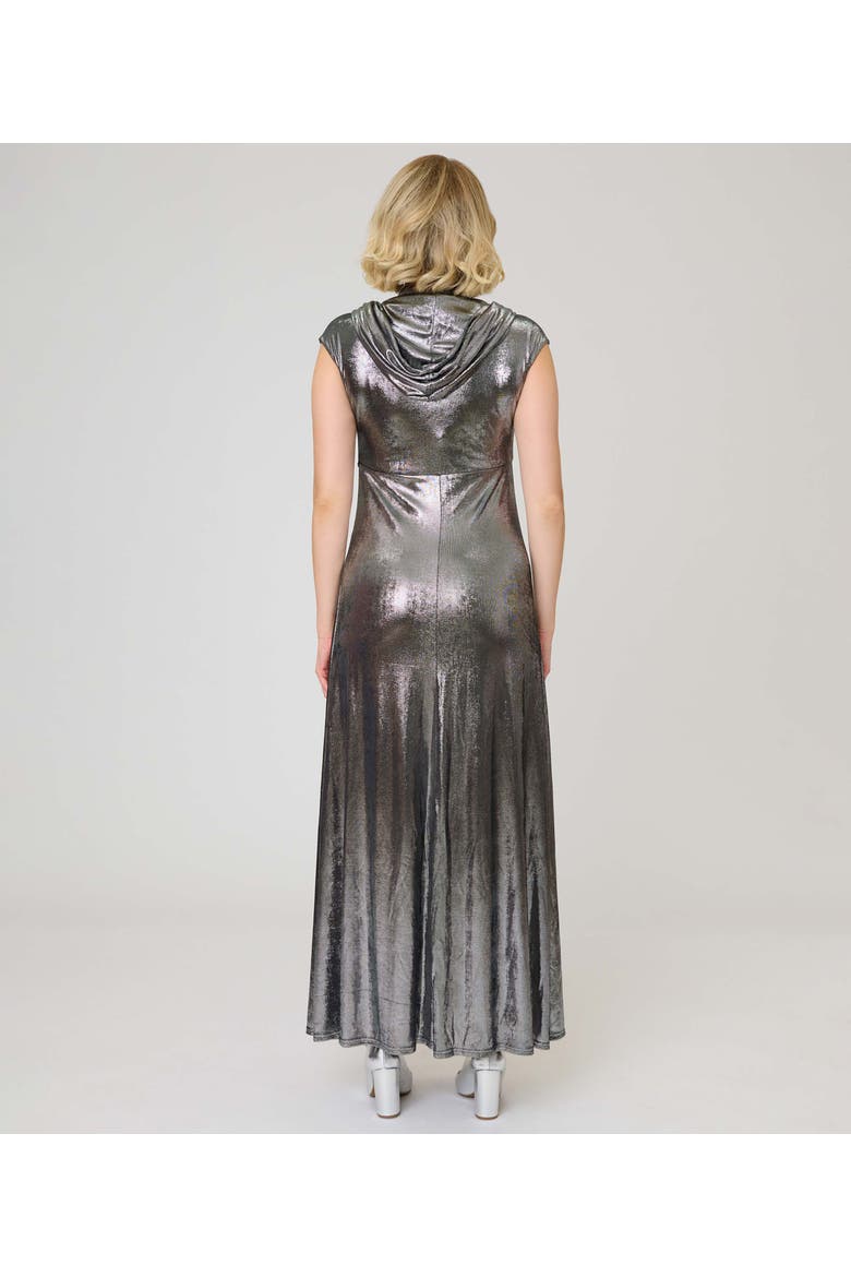 Hooded Maxi Dress, Alternate, color, Silver Solid