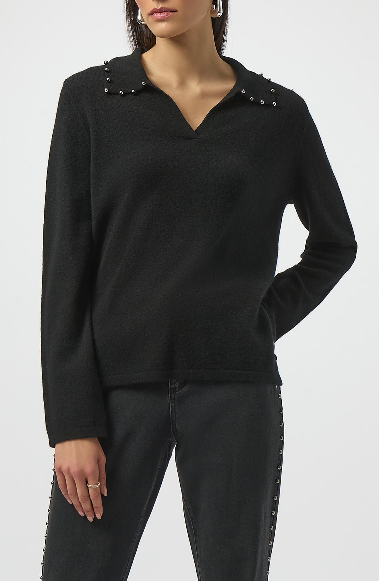 Beaded Peter Pan Collar Cashmere Sweater