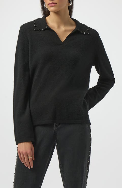Beaded Peter Pan Collar Cashmere Sweater
