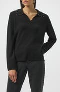 Joseph Ribkoff Beaded Peter Pan Collar Cashmere Sweater