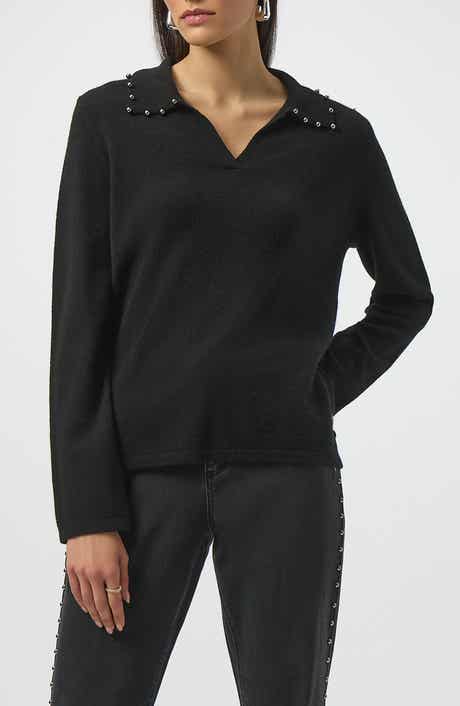 Beaded Peter Pan Collar Cashmere Sweater
