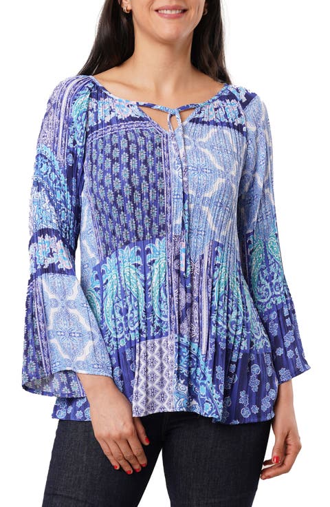 Tie Front Pleated Top