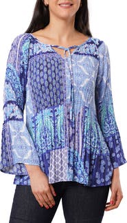 SUNNY LEIGH Tie Front Pleated Top