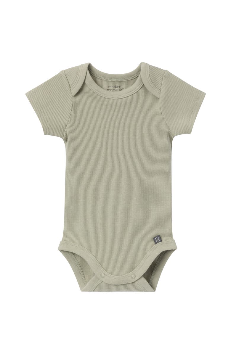 Modern Moments<sup>™</sup> by Gerber Bodysuits & Shorts 4-Pack Set, Alternate, color, Ivory Mini Island/Md Green