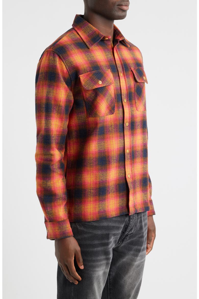 BB Curve Plaid Button-Up Shirt, Alternate, color, NAVY BLAZER