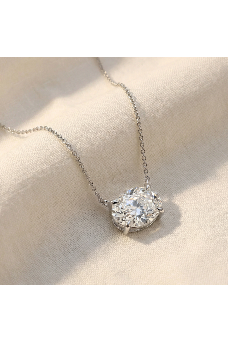 Certified 2Ct Diamond Oval Solitaire Pendant 14k Gold 18" Womens Chain Lab Grown, Alternate, color, White Gold