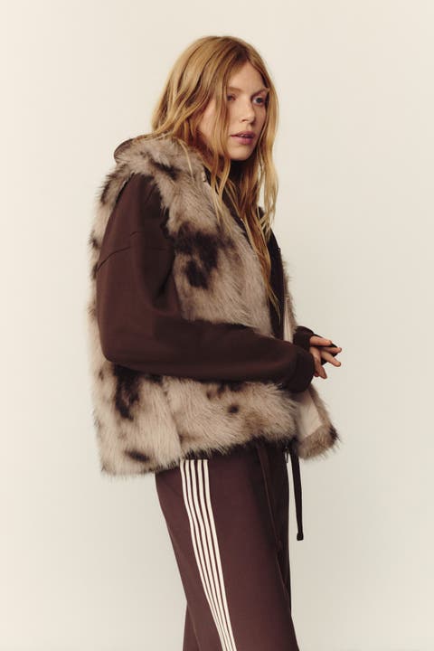 Fluffy Vest With Funnel Collar