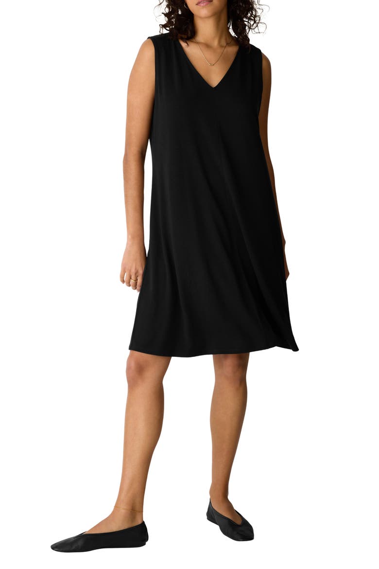 Sleeveless Jersey Shift Dress, Main, color, BLACK