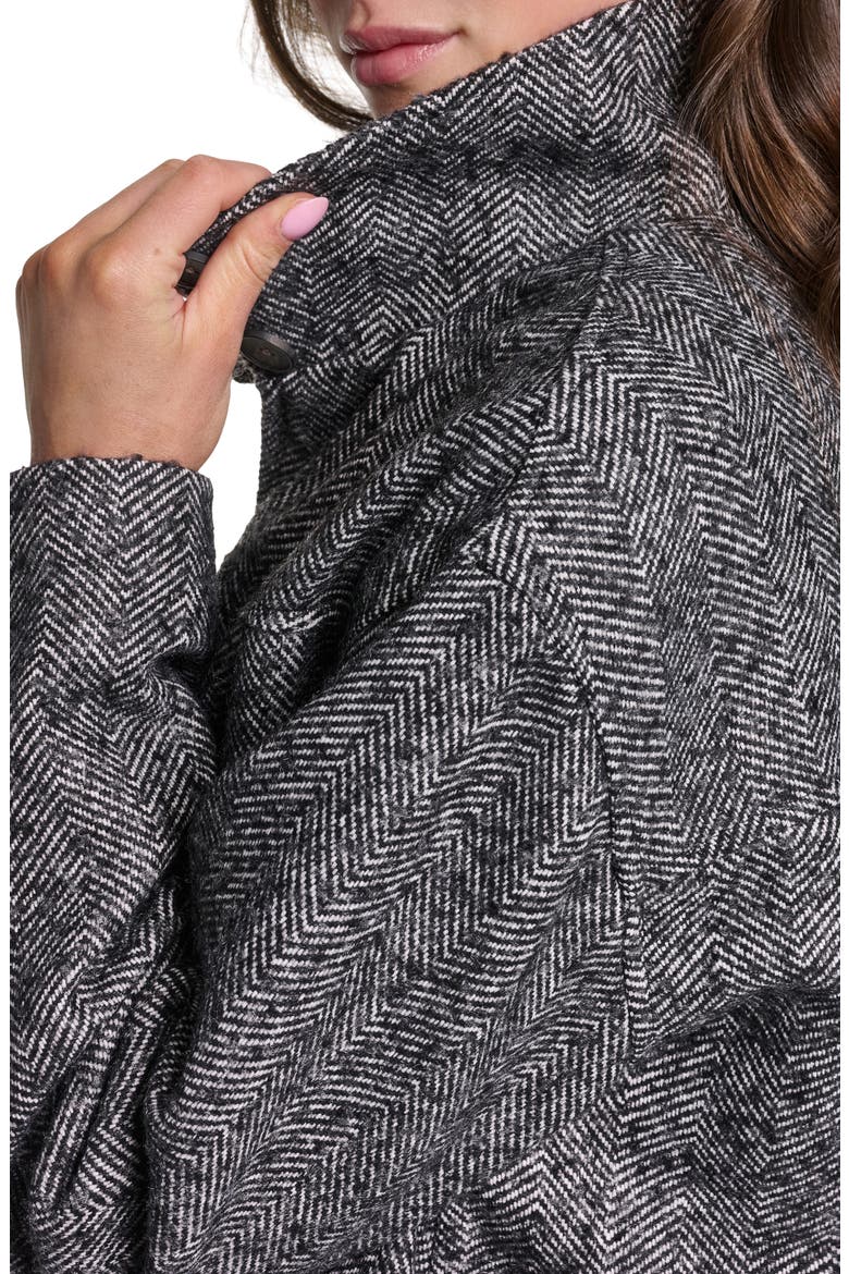 Bubble Hem Short Bomber Jacket, Alternate, color, BLACK/ WHITE HERRINGBONE