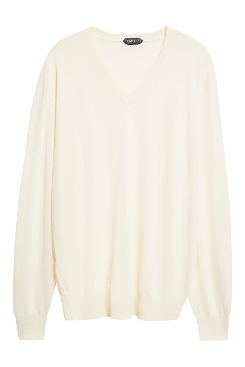 Cashmere V-Neck Sweater, Main, color, CREAM WHITE