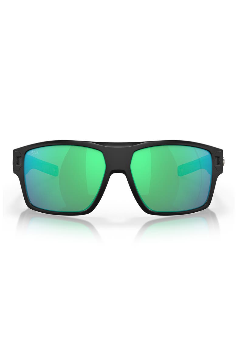 Diego 62mm Oversize Polarized Mirrored Rectangular Sunglasses, Main, color, BLACK / GREEN MIRROR 580G
