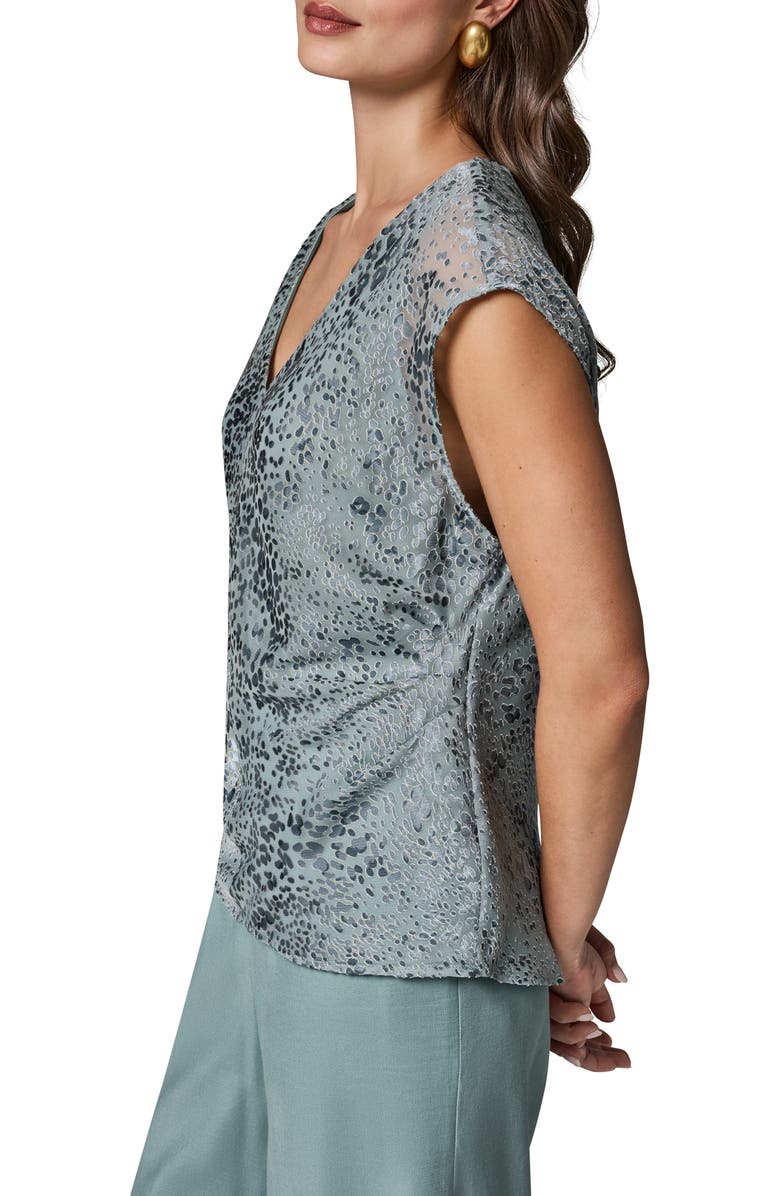 Donna Karan New York Dot Burnout V-Neck Top, Alternate, color, 