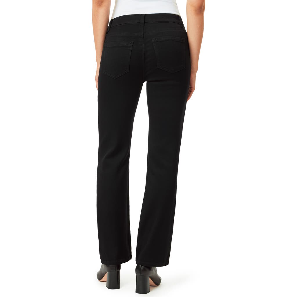 Kensie Liquid High Waist Mini Bootcut Jeans In Black