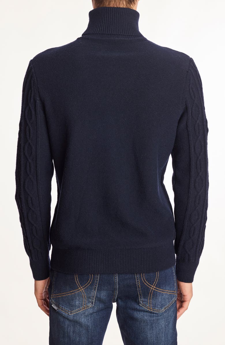 PAISLEY & GRAY Cable Stitch Turtleneck Sweater, Alternate, color, Sapphire Navy